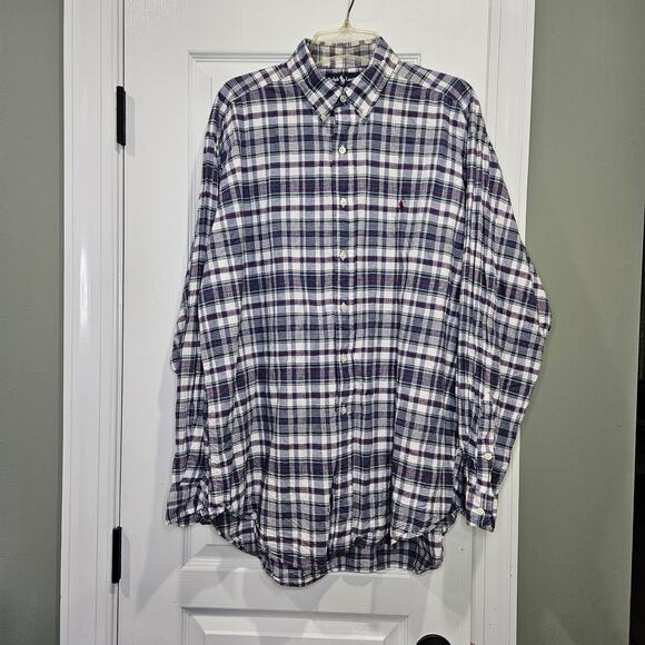 Ralph Lauren Men's Large Blake Red, White and Blue Plaid Button Down Shirt - Picture 1 of 5